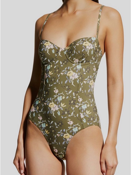 Tory Burch Olive Floral Underwire One-Piece